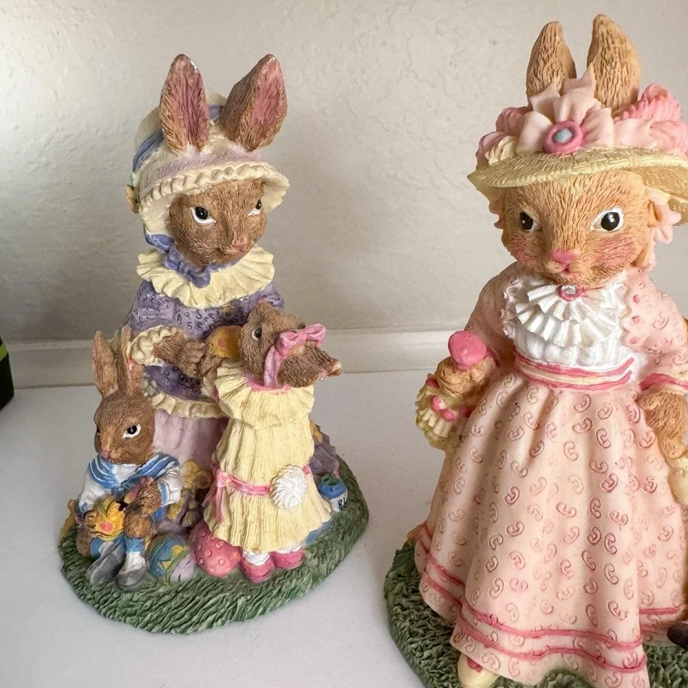 Easter Figurines- The Victorian Collection- Cottage Core. Vintage. 1995 Set Of 2